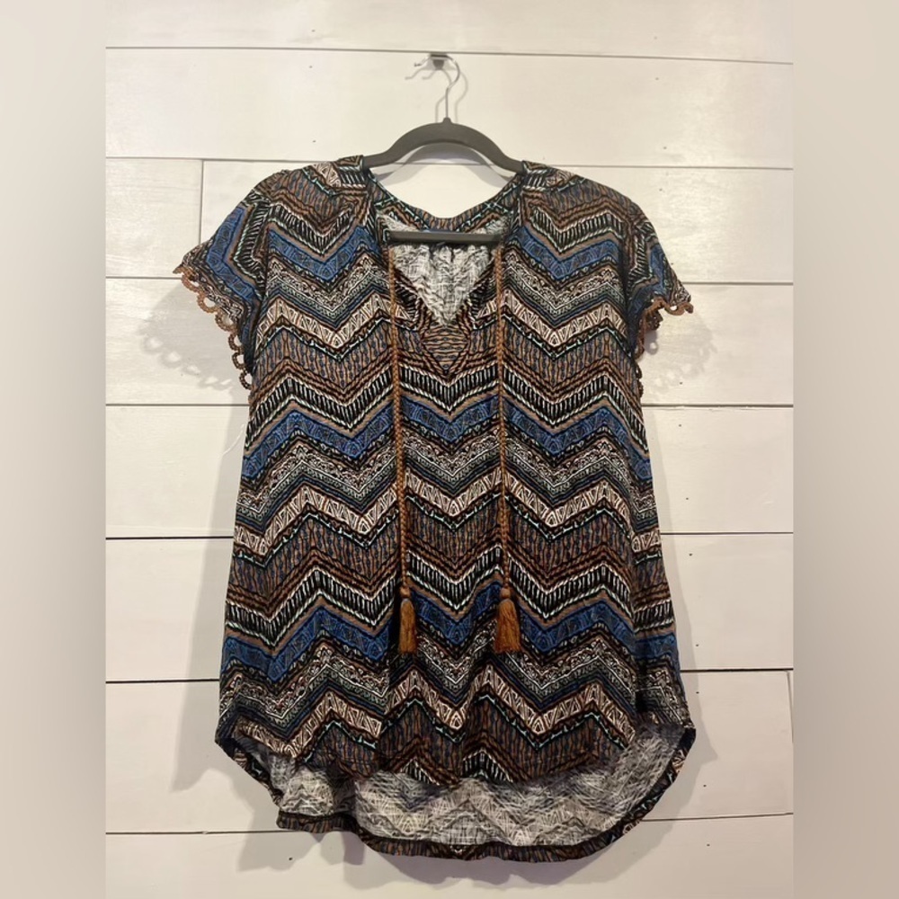 Democracy Short Sleeved Boho Blouse